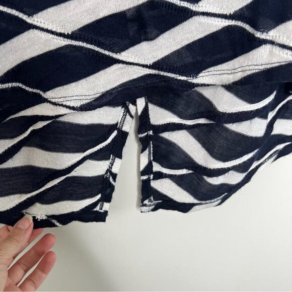 Lane Bryant Womens Size 18/20 Blue White Knit Short Sleeve Top Lightweight Crop - Picture 5 of 8